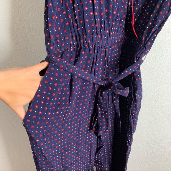 Draper James Navy Self Tie Romper Jumpsuit Size Medium - Picture 5 of 6